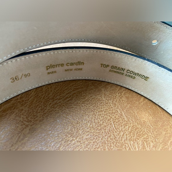 Vintage Pierre Cardin Leather Black Silver Gold Logo Belt - Picture 4 of 15
